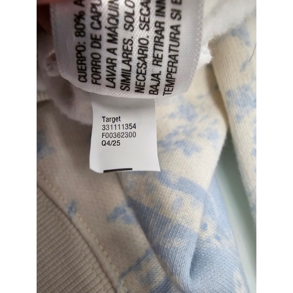 Wild Fable Womens Floral Quarter Zip Hoodie Blue Cotton Blend Size Medium - Picture 6 of 7